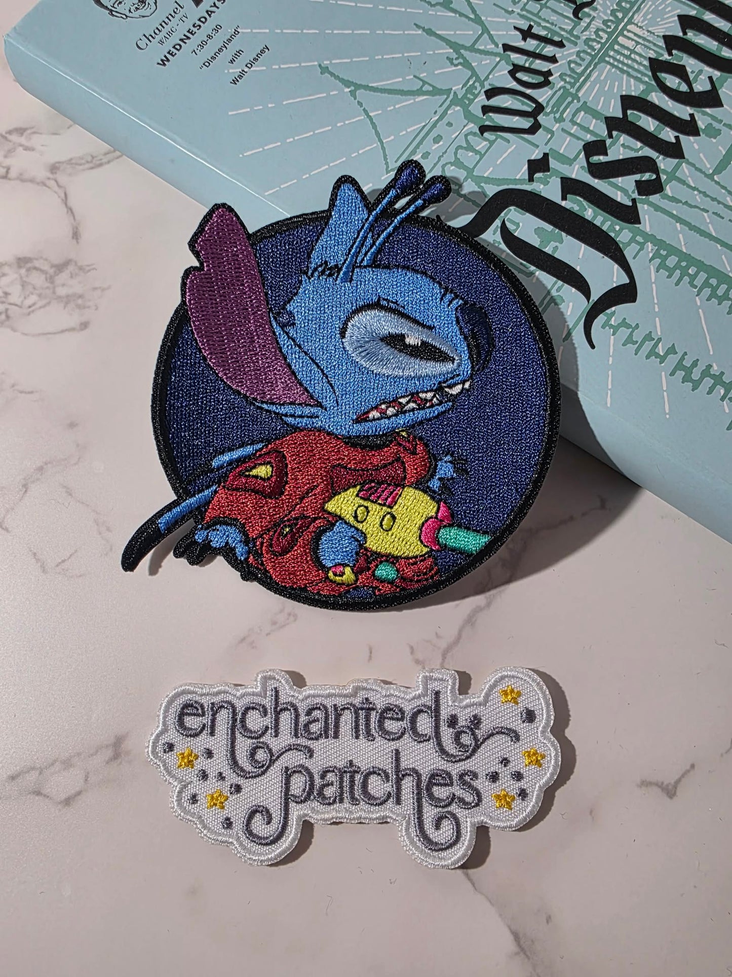3" Blue Alien Profile in Space Suit Embroidered Iron On Patch