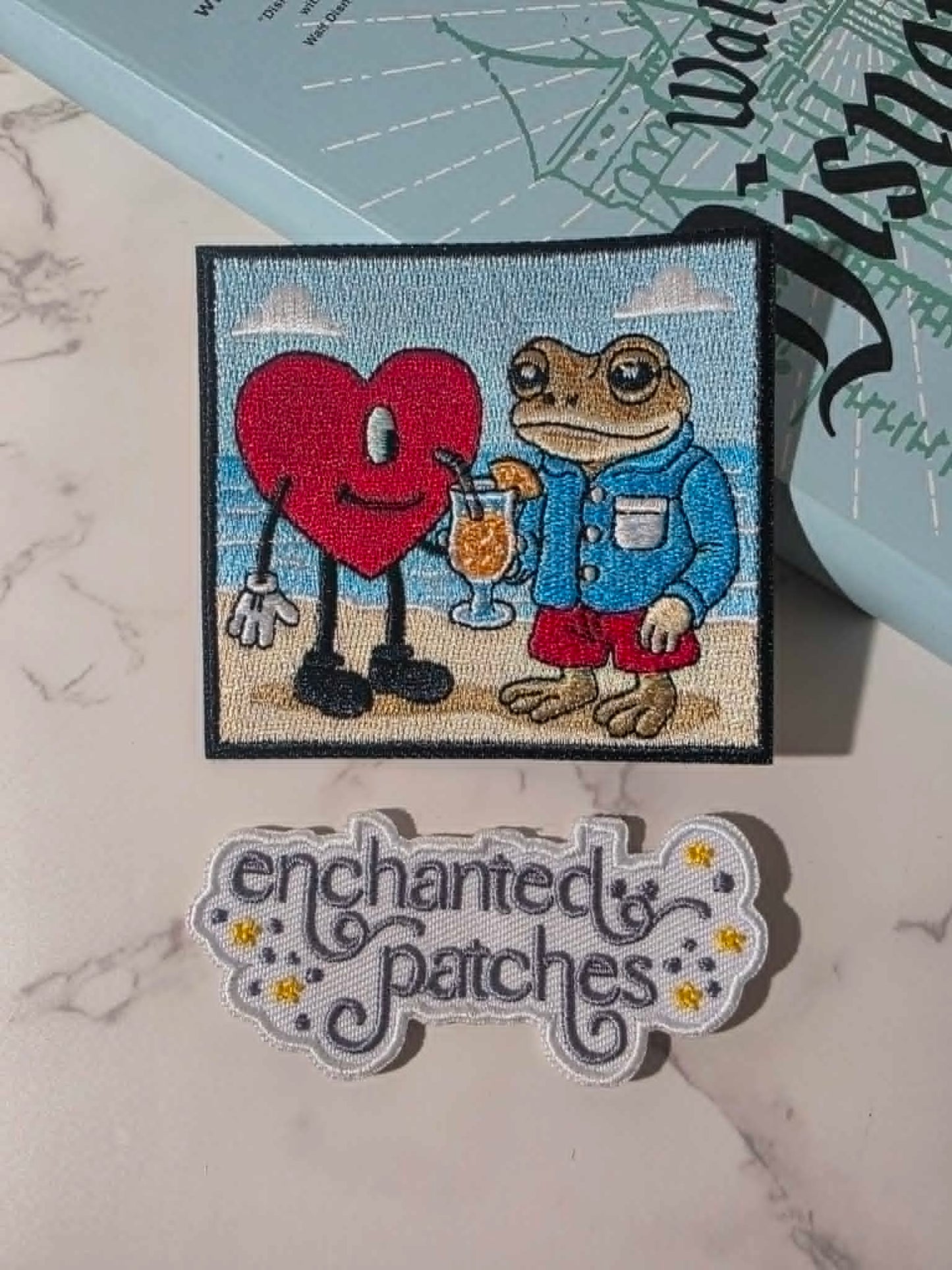 NEW DROP - 3" Bad Bunny Red Heart and Frog Embroidered Iron On Patch
