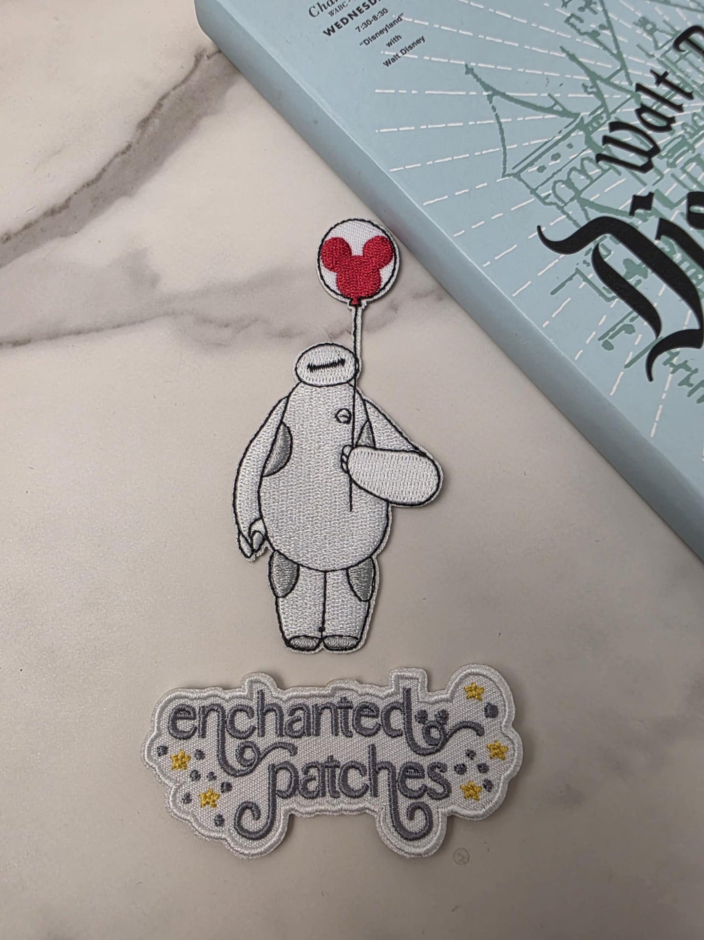 4" Baymax Health Care Provider with Happiest Mouse Balloon Embroidered Iron On Patch