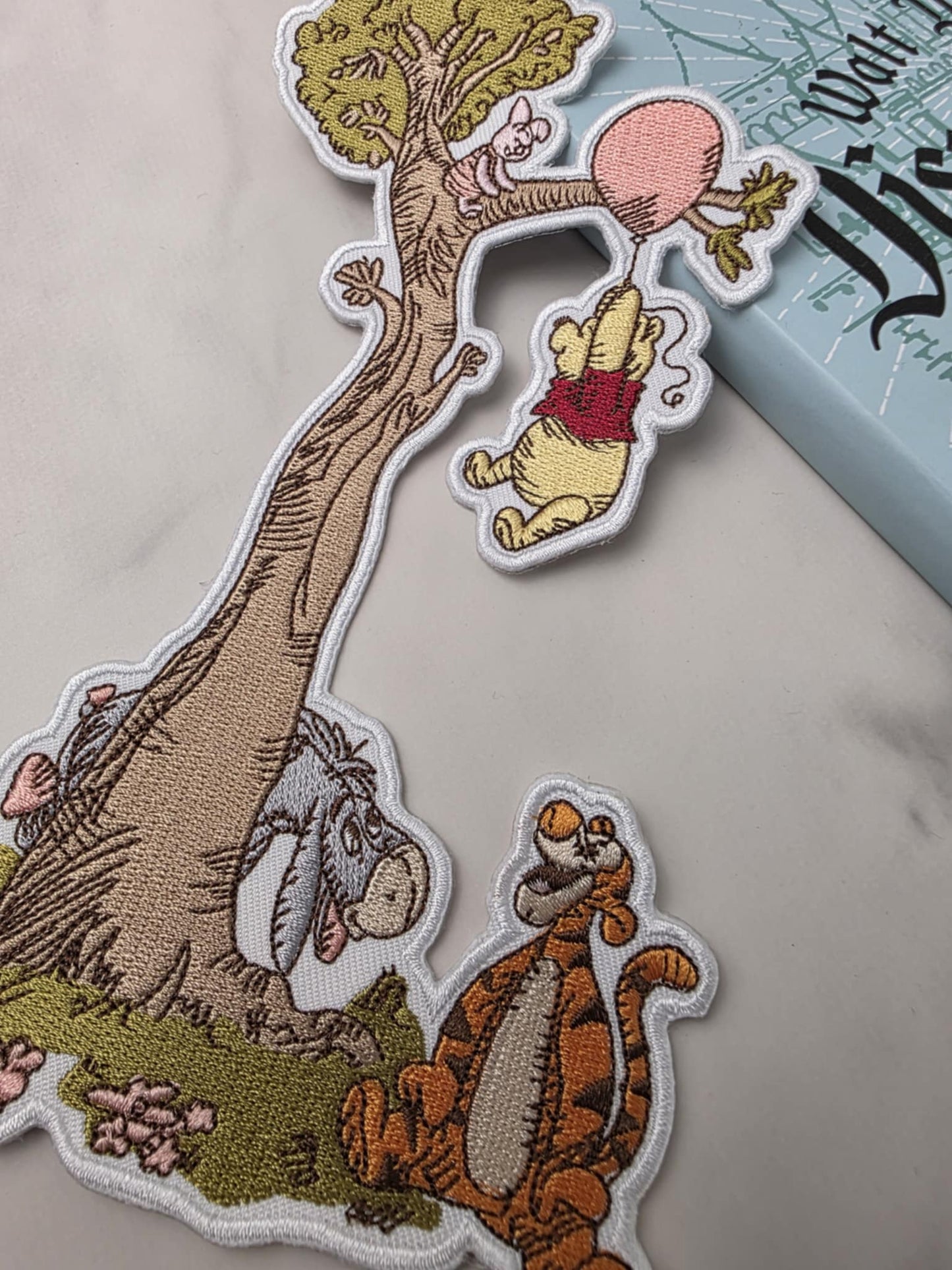 LAST ONE - XL 8" Winnie the Pooh with Friends on Tree Iron On Patch