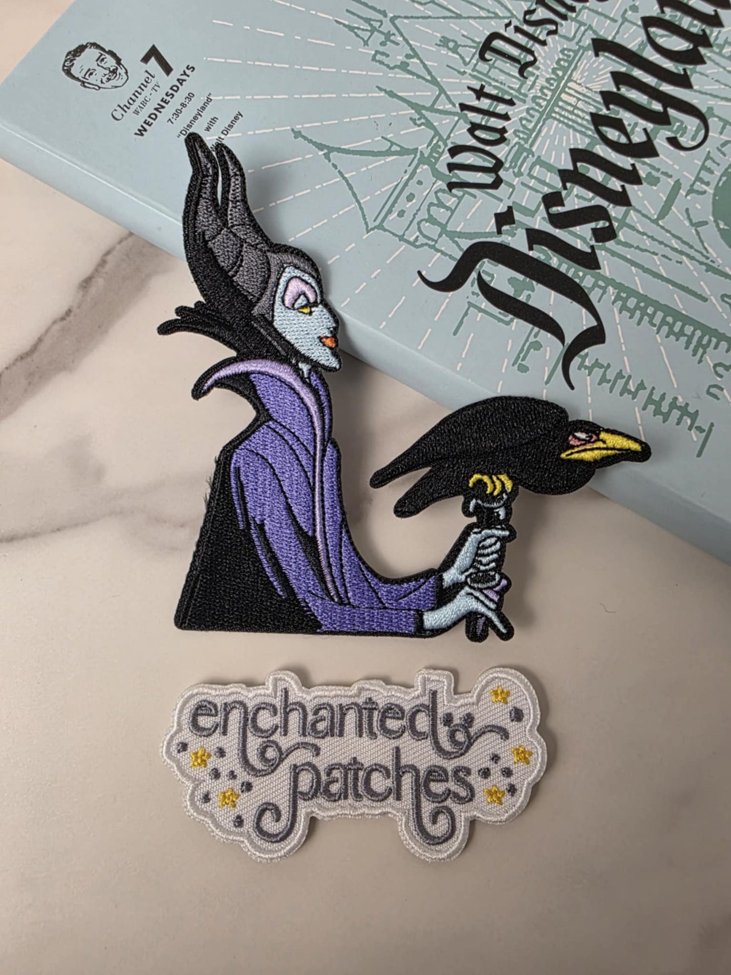 4" Black Dragon Villain with Crow of Sleeping Princess Embroidered Iron On Patch