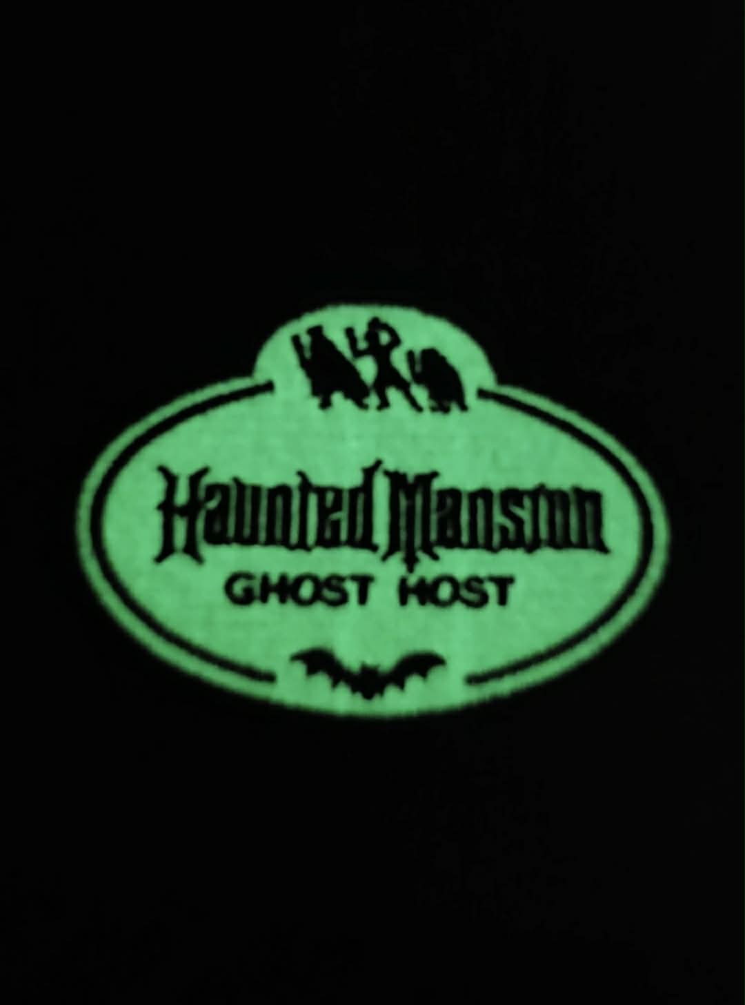 3" NBC GLOW IN THE DARK Ghost Host Name Tag Haunted Mansion Halloween Iron On Patch