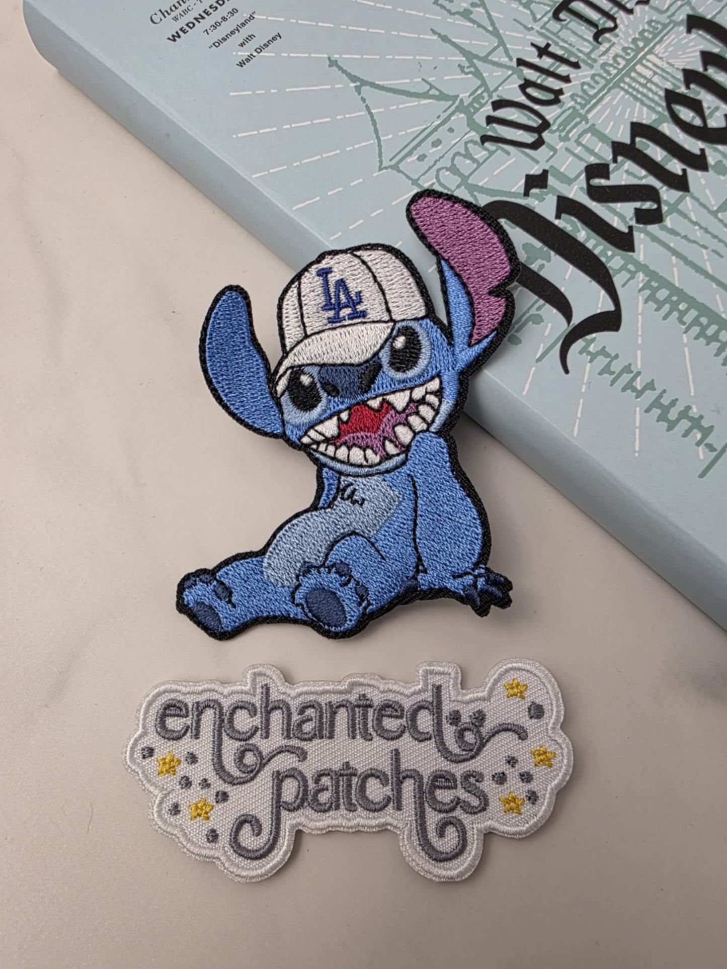 LAST ONE - 3" Blue Alien in Baseball Cap Team Embroidered Iron On Patch