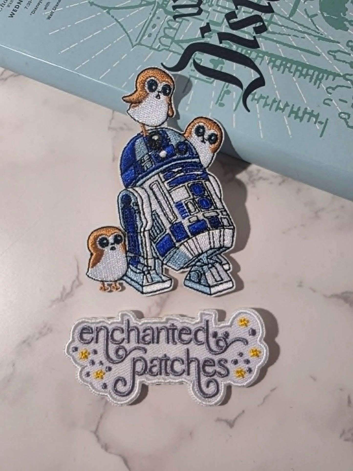 NEW DROP - 3" Star Wars Blue Robot Droid R2D2 with Porgs Iron on Patch