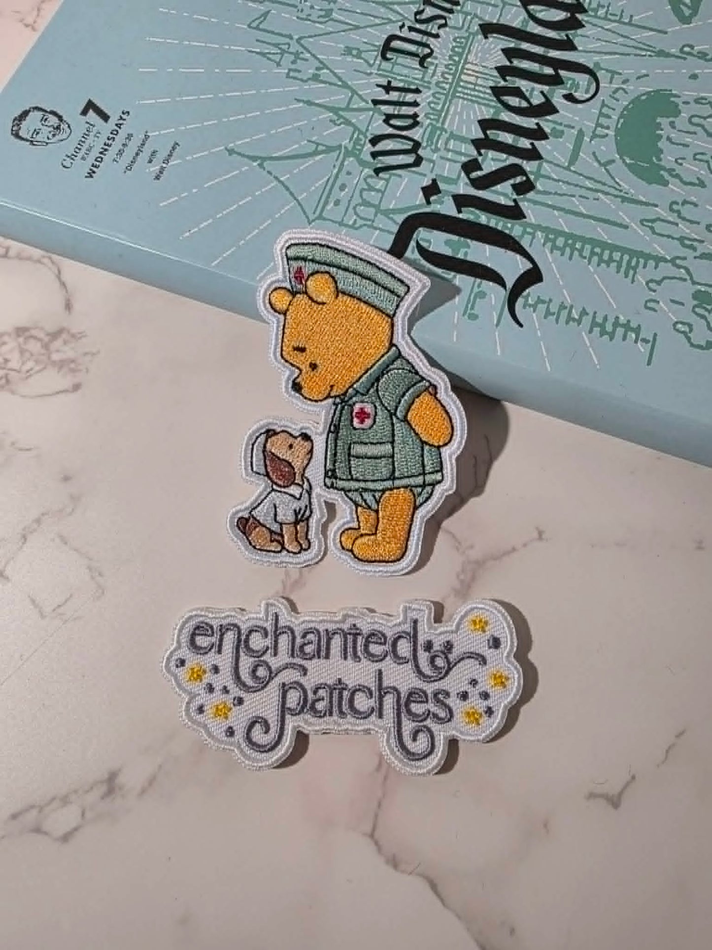 3" Health Nurse Happiest Pooh Embroidered Iron On Patch