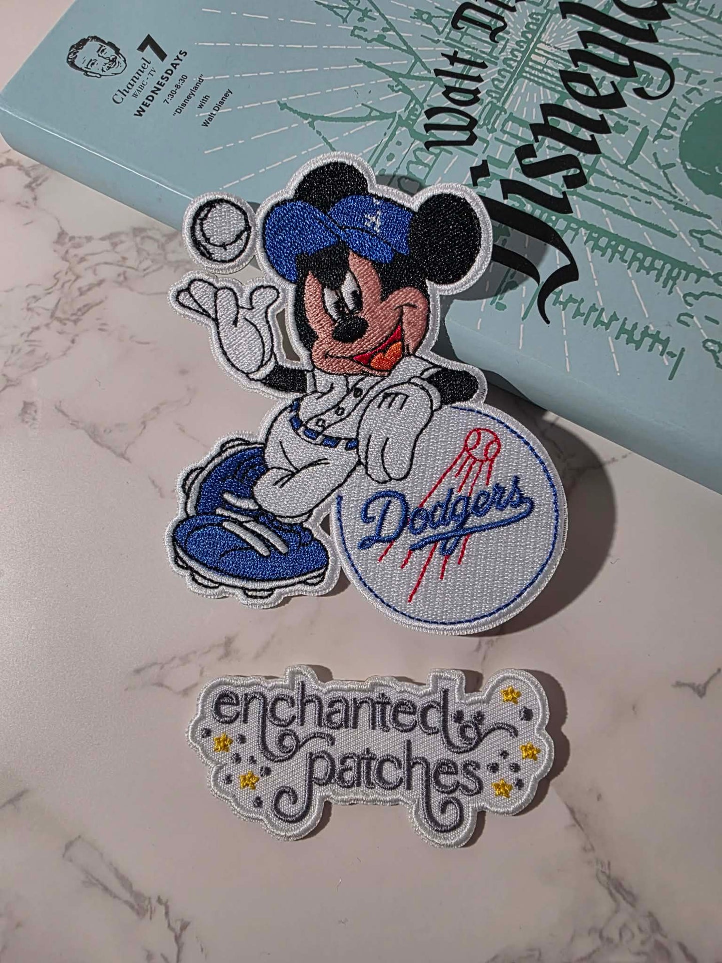 LAST TWO - 4" Happiest Mouse LA Blue Baseball Team Logo Embroidered Iron On Patch