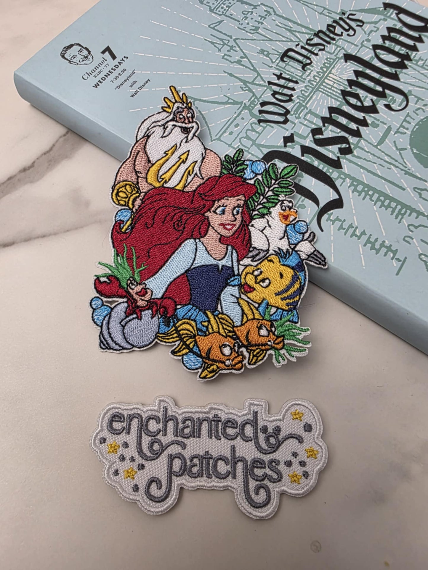 4" Little Mermaid with Yellow Fish Dad Crab and Friends Embroidered Iron On Patch