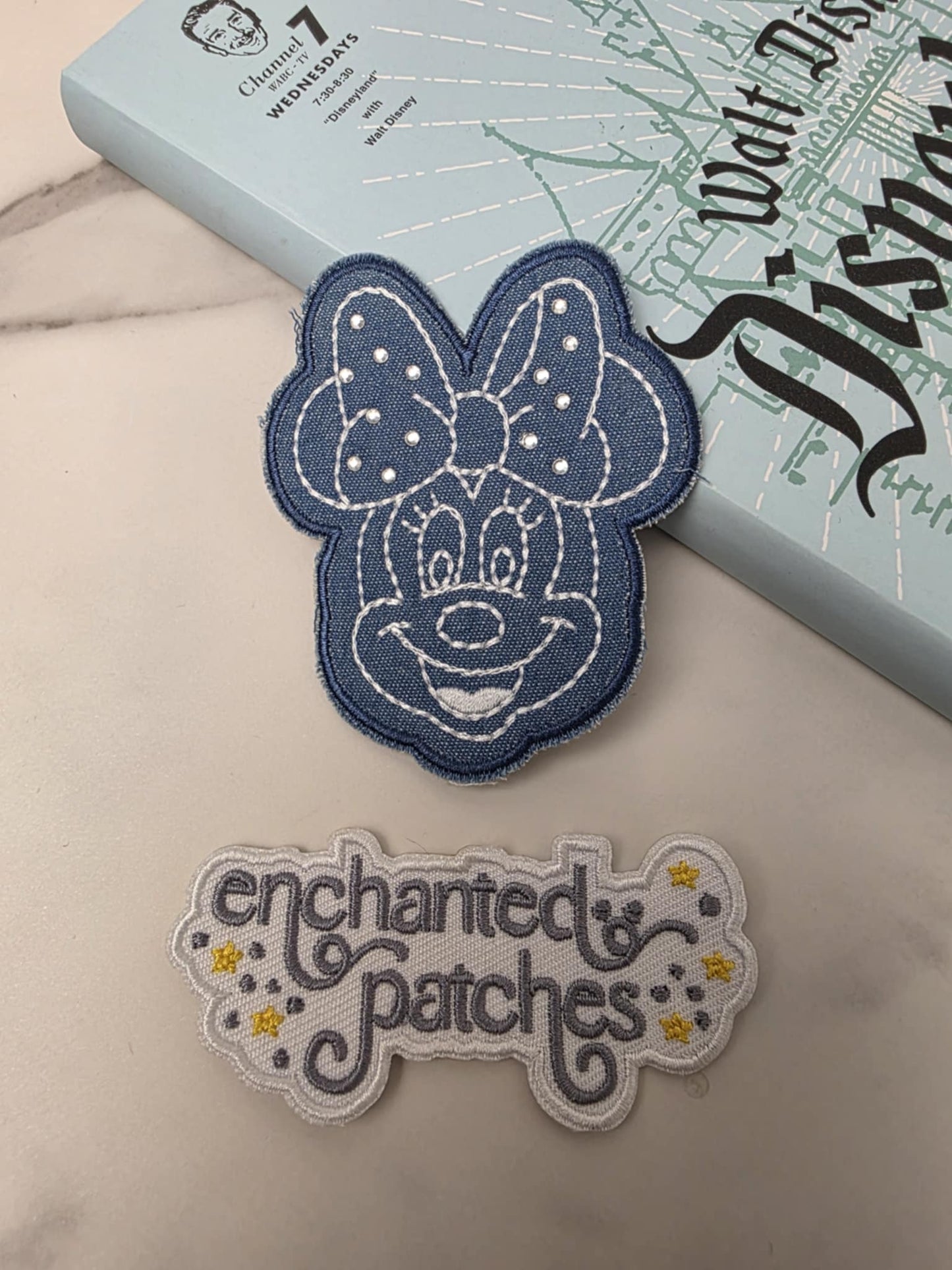 STICKER - 3" Happiest Park Girl Mouse with Rhinestone Bow Embroidered STICKER