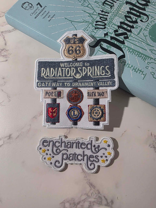 4" Radiator Springs Red Race Carsland Route 66 Sign Embroidered Iron On Patch