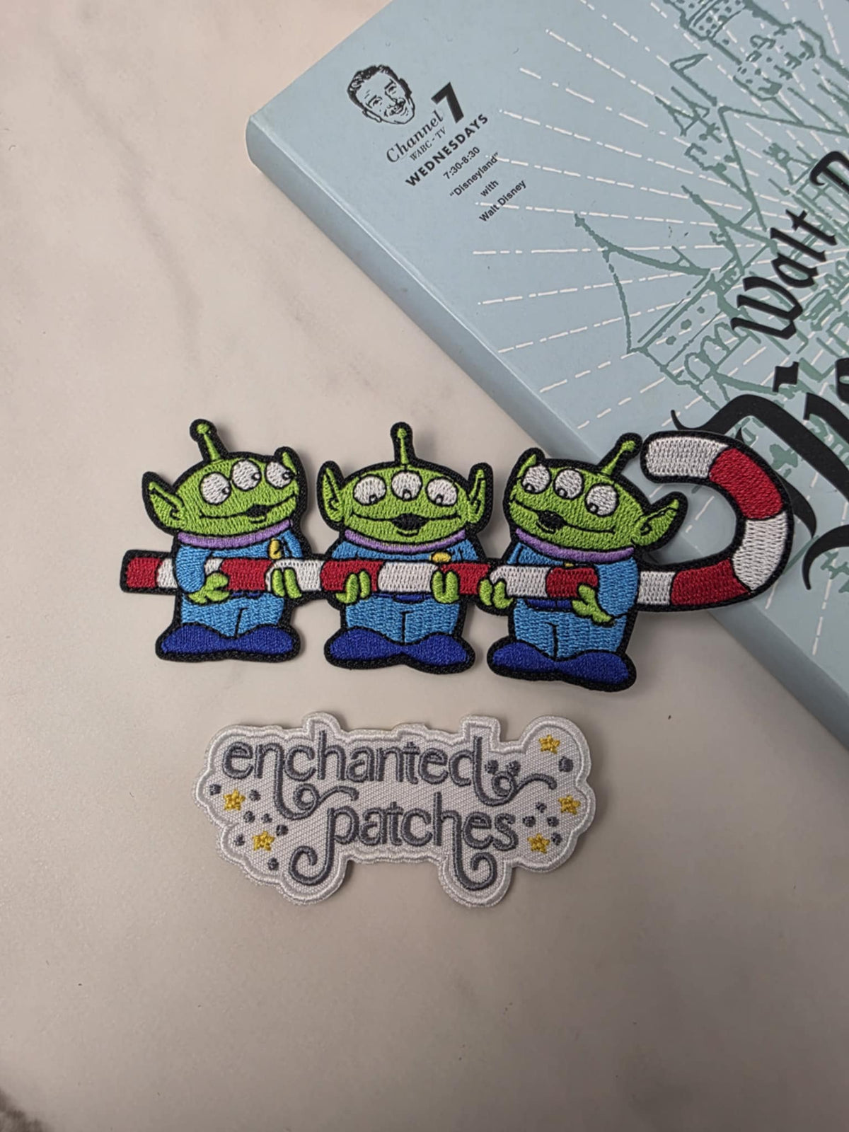 5" Green Alien Toy Christmas Candy Cane Embroidered Iron On Patch