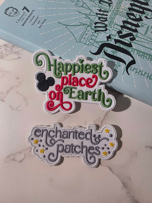 LAST EIGHT - 3" DLR Happiest Place on Earth Christmas Embroidered Iron On Patch