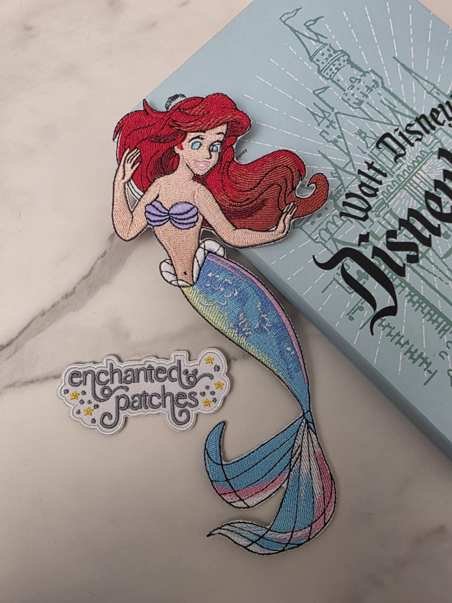 8" XL Happiest Park Little Mermaid Ariel Embroidered Iron On Patch