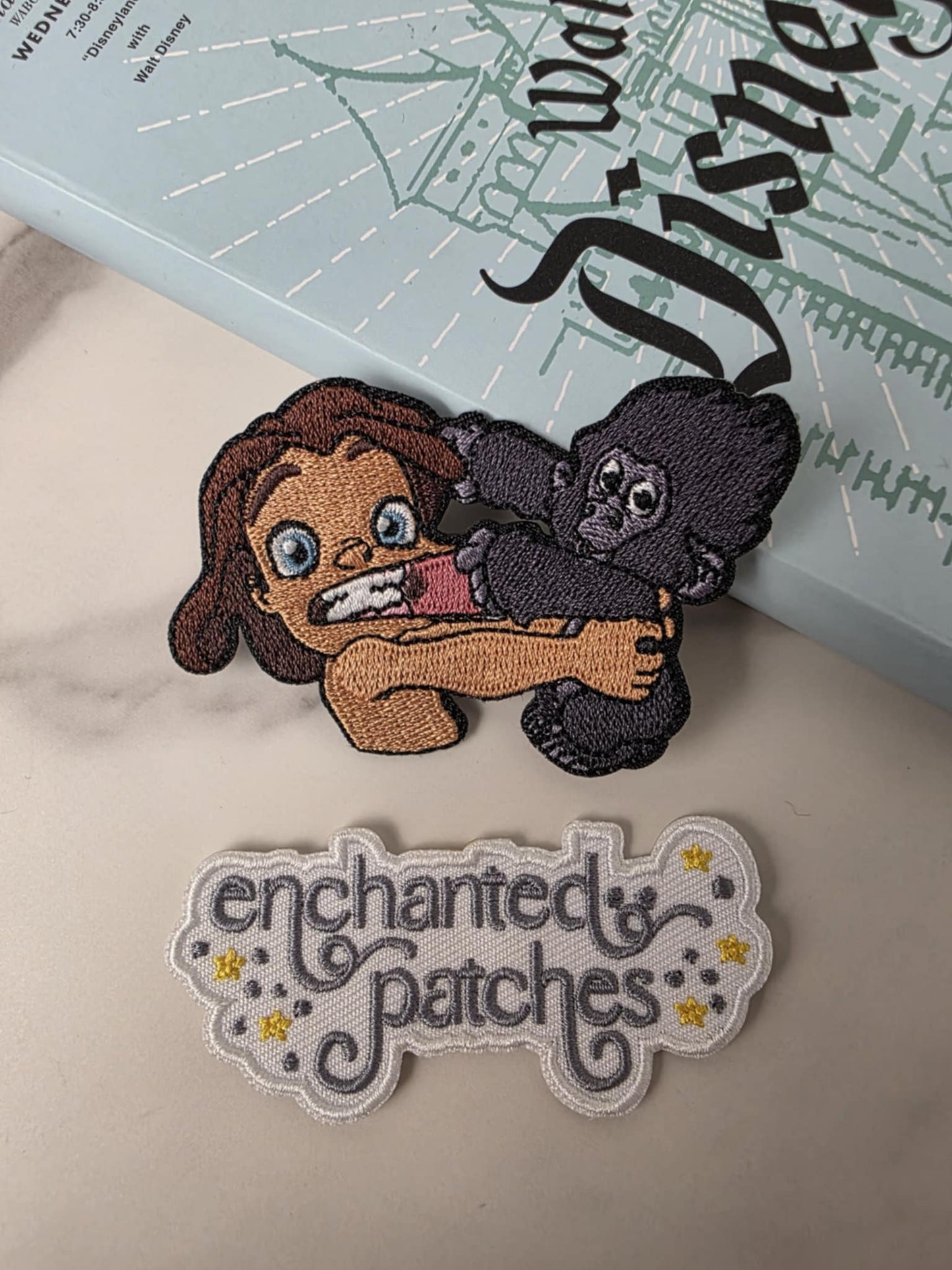 3" Jungle Boy Baby Tarzan with Gorilla Friend Iron On Patch