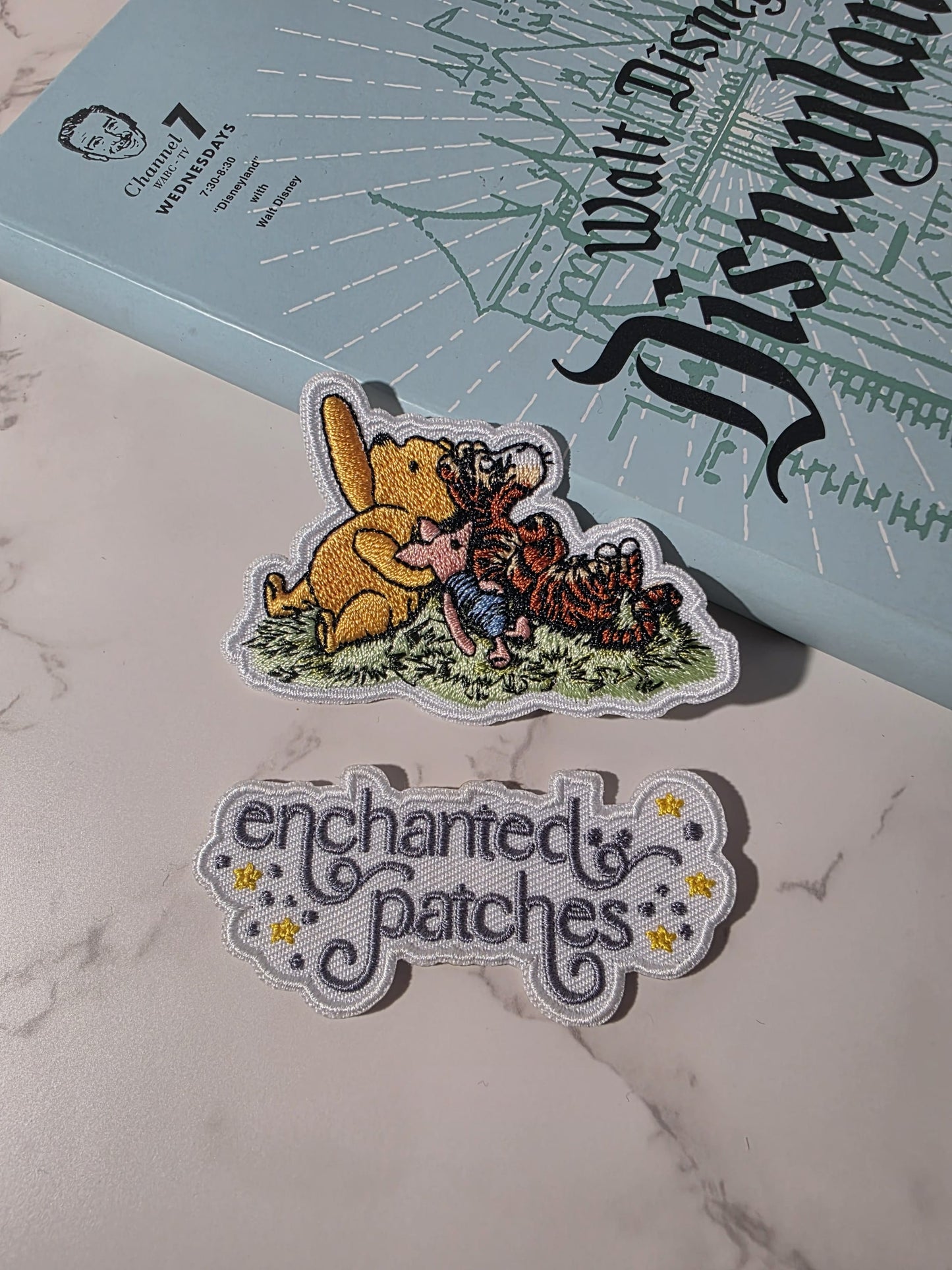 3" Vintage Pooh and Friends Laying Down and Star Gazing Embroidered Iron On Patch
