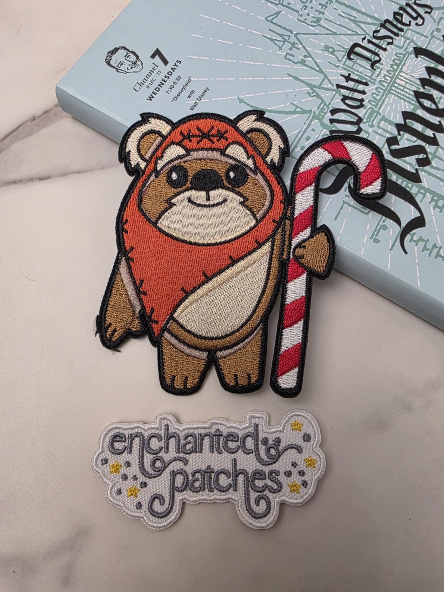 4" SW Star Galaxy Christmas Bear Candy Cane Iron On Patch
