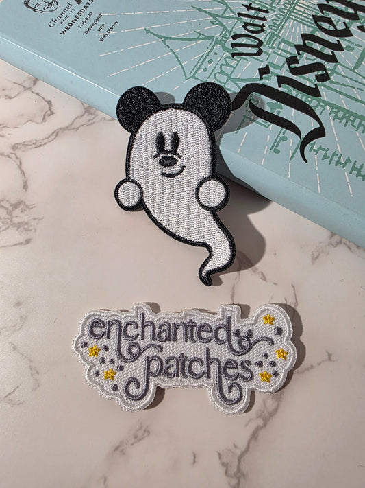 LAST FOUR - 3" Happiest Park Halloween Mouse Ghost Embroidered Iron On Patch