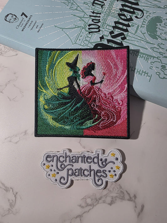 3.5" Musical Green Pink Witch Princess Iron On Patch