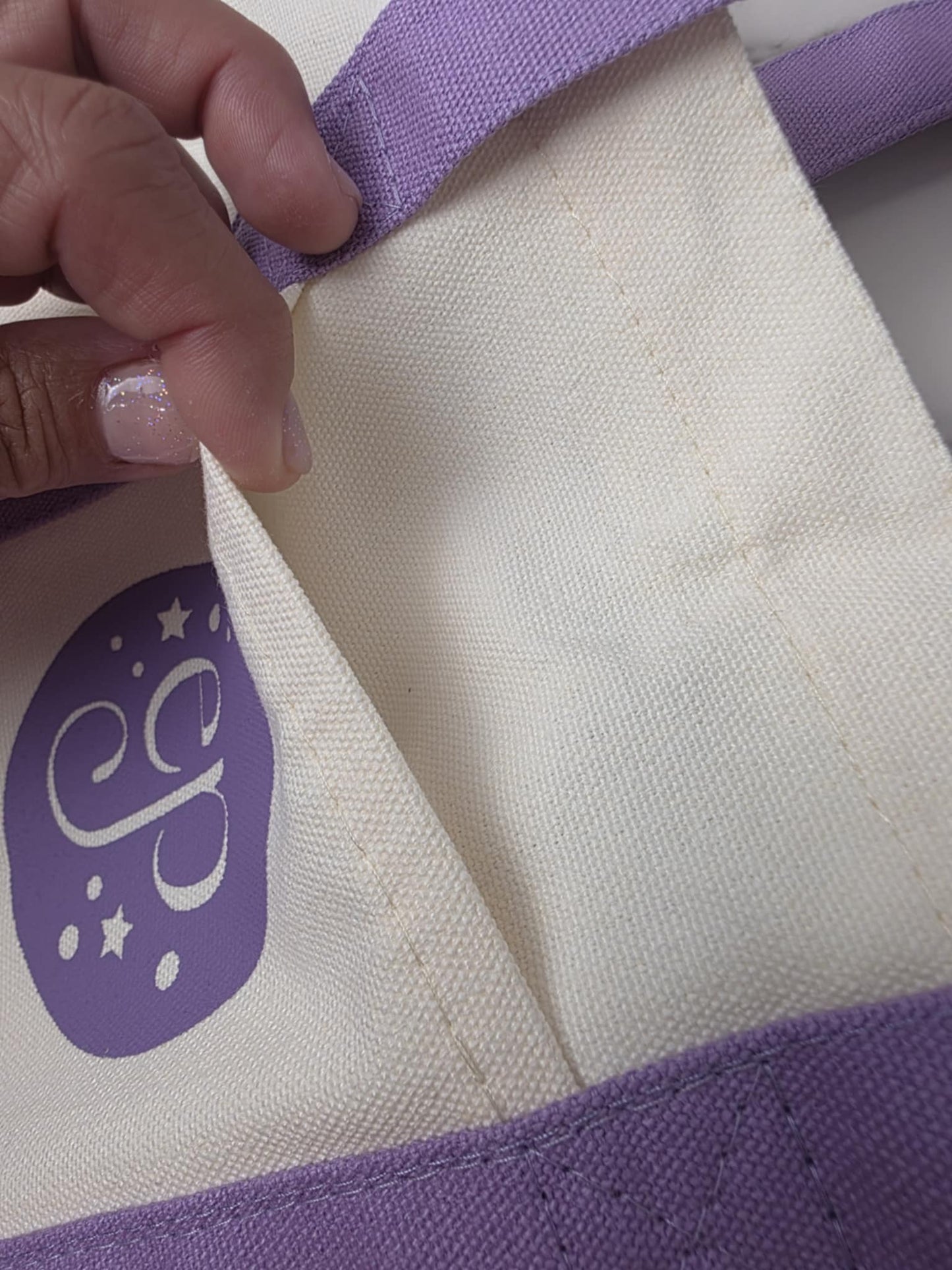 Medium PURPLE 14" x 11" Enchanted Patches Logo Zipper Canvas Tote -- Perfect Grocery/Everyday Bag