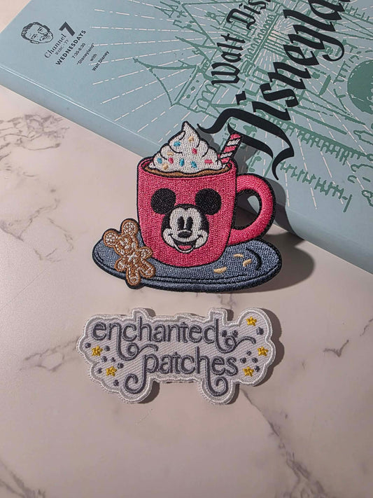 3" Christmas Mug Mickey Cookie Gingerbread Hot Cocoa Coffee Embroidered Iron On Patch