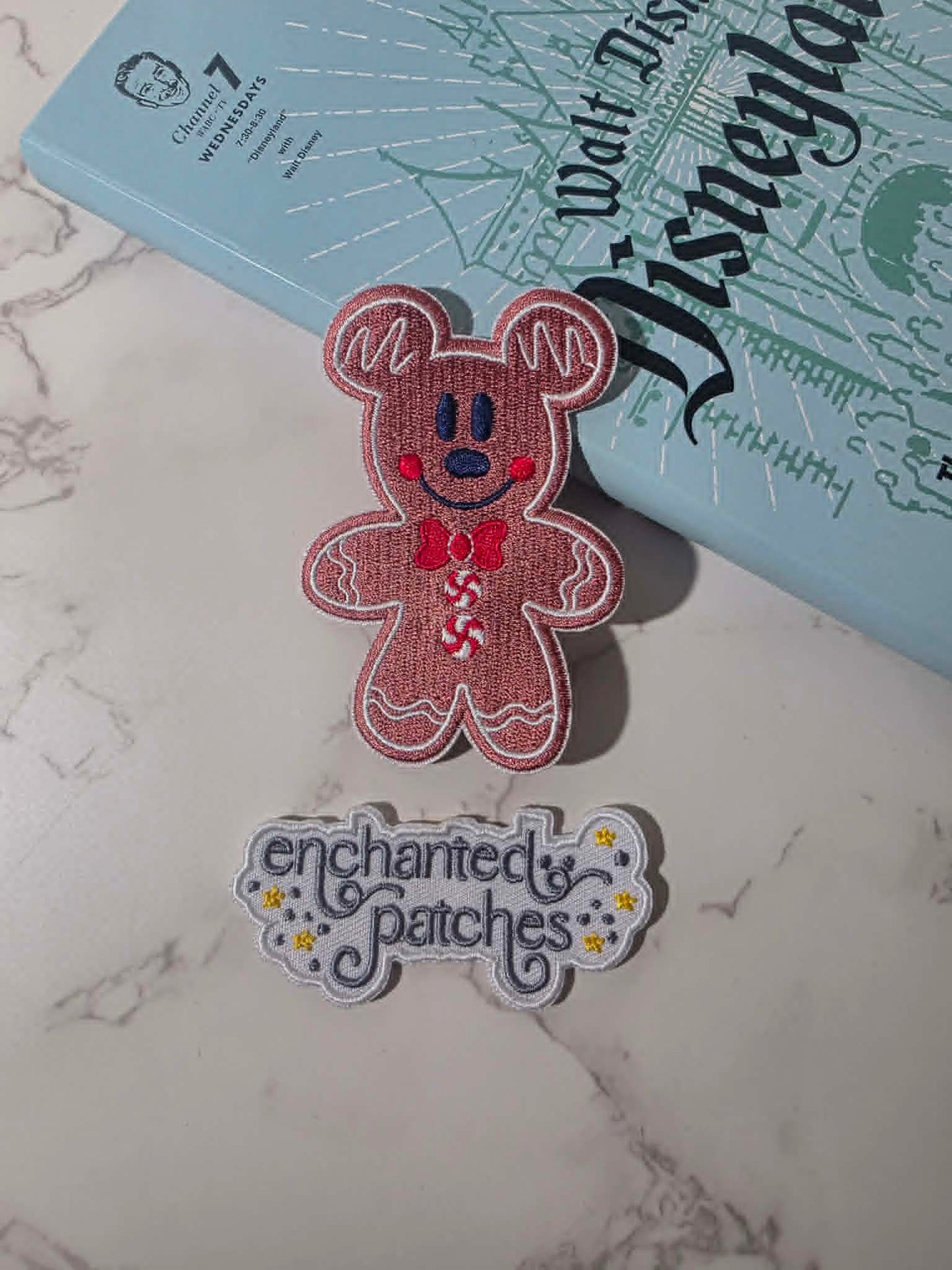 3.25" Happiest Mouse Boy Christmas Gingerbread Head Embroidered Iron On Patch