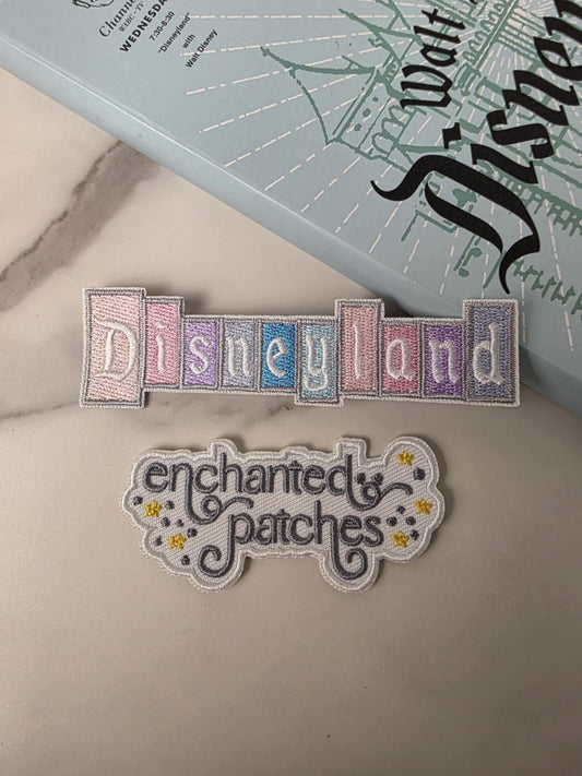 4" Pastel Happiest Park Vintage Logo Marquee Sign Embroidered Iron On Patch