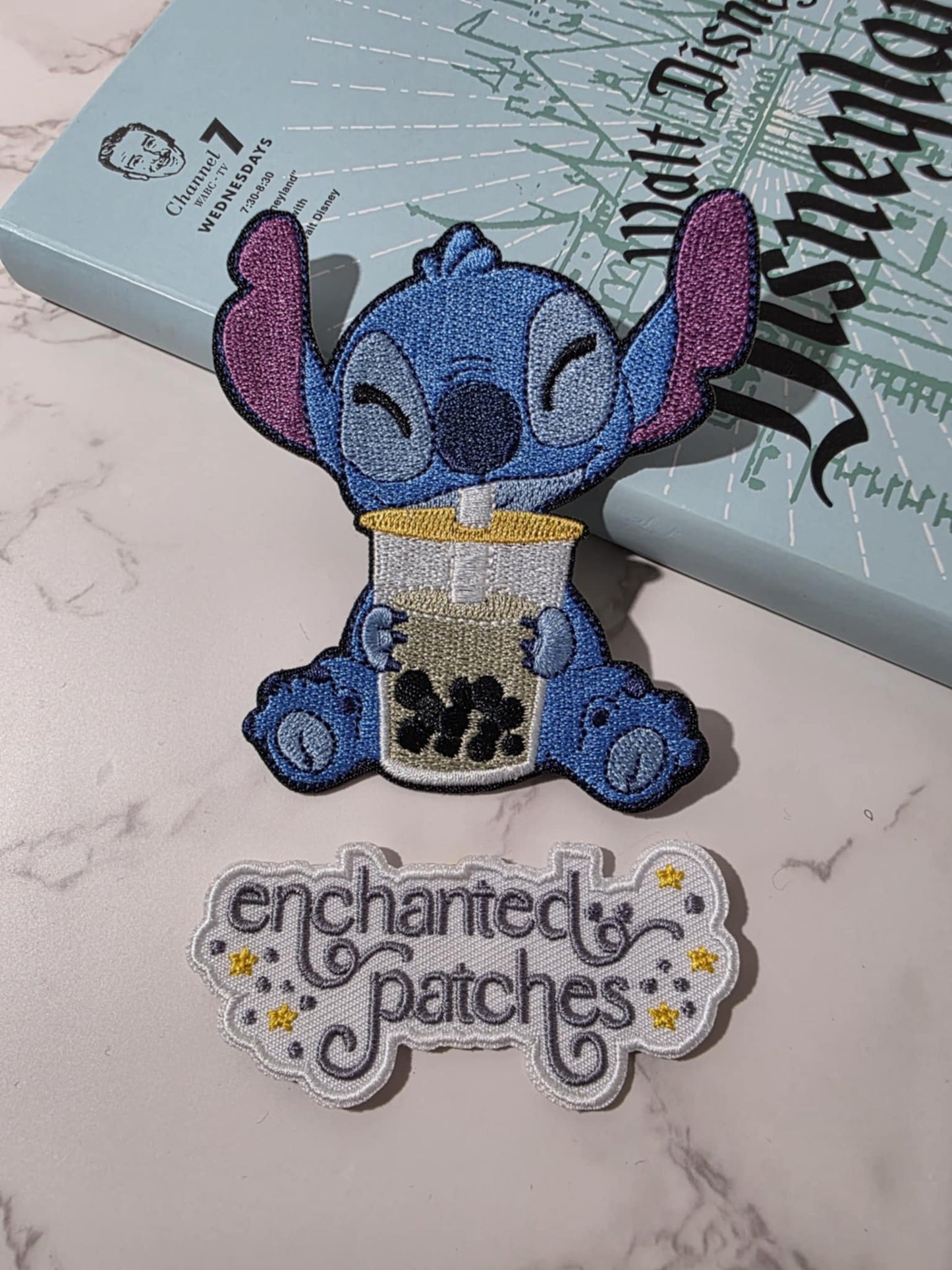 3.5" Blue Alien Drinking Boba Bubble Pearl Tapioca Lover Drink Iron On Patch