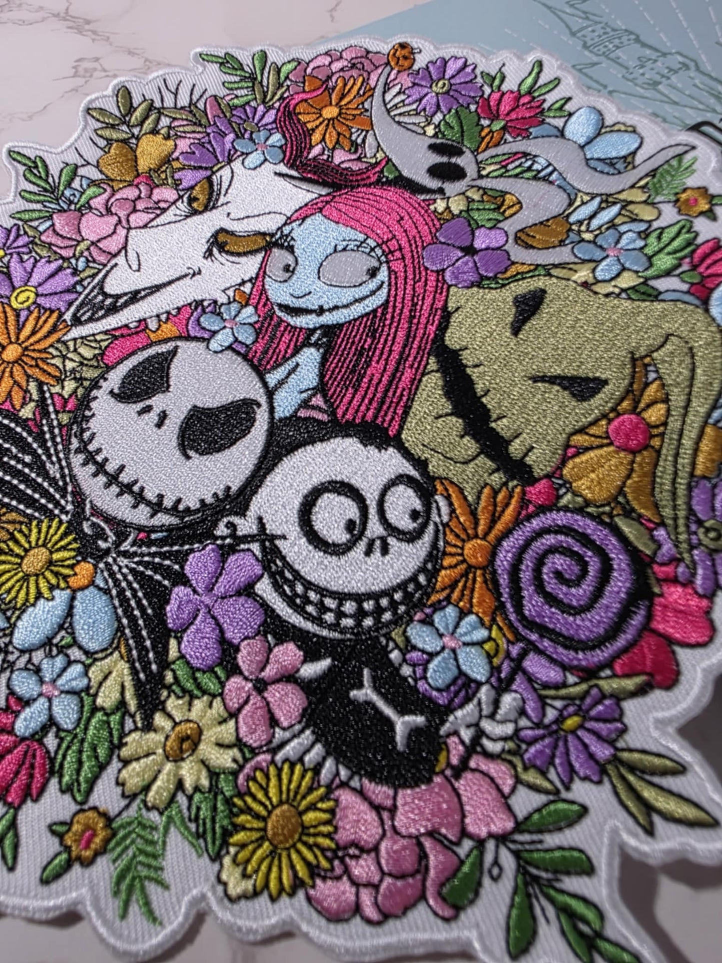 XL 8" Floral Haunted Mansion NBC Dog 3 Boys Ghost Embroidered Iron On Patch