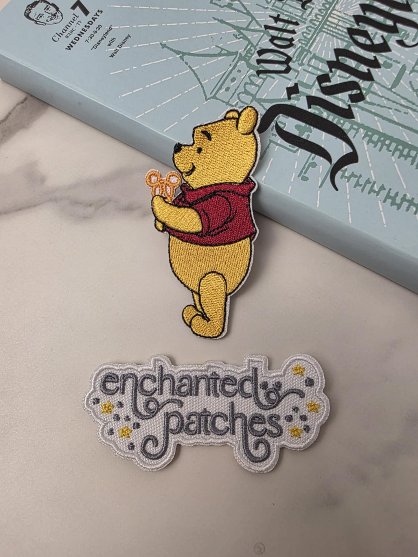 3" Winnie the Pooh with Pretzel Snack Iron On Patch