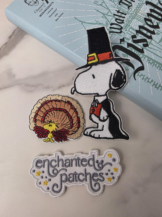 4" Thanksgiving Pilgrim Beagle Dog Turkey Bird Embroidered Iron On Patch