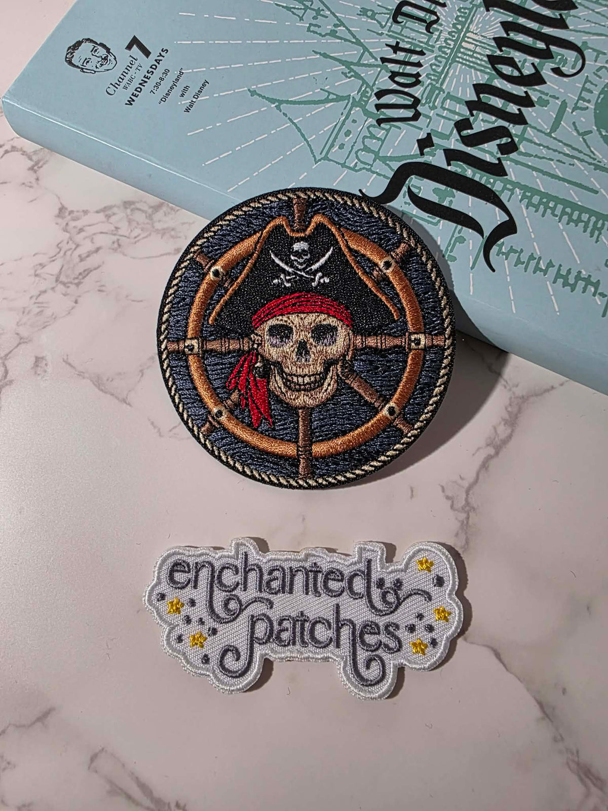 3" Pirates Happiest Park Ride Skull Wheel Embroidered Iron On Patch