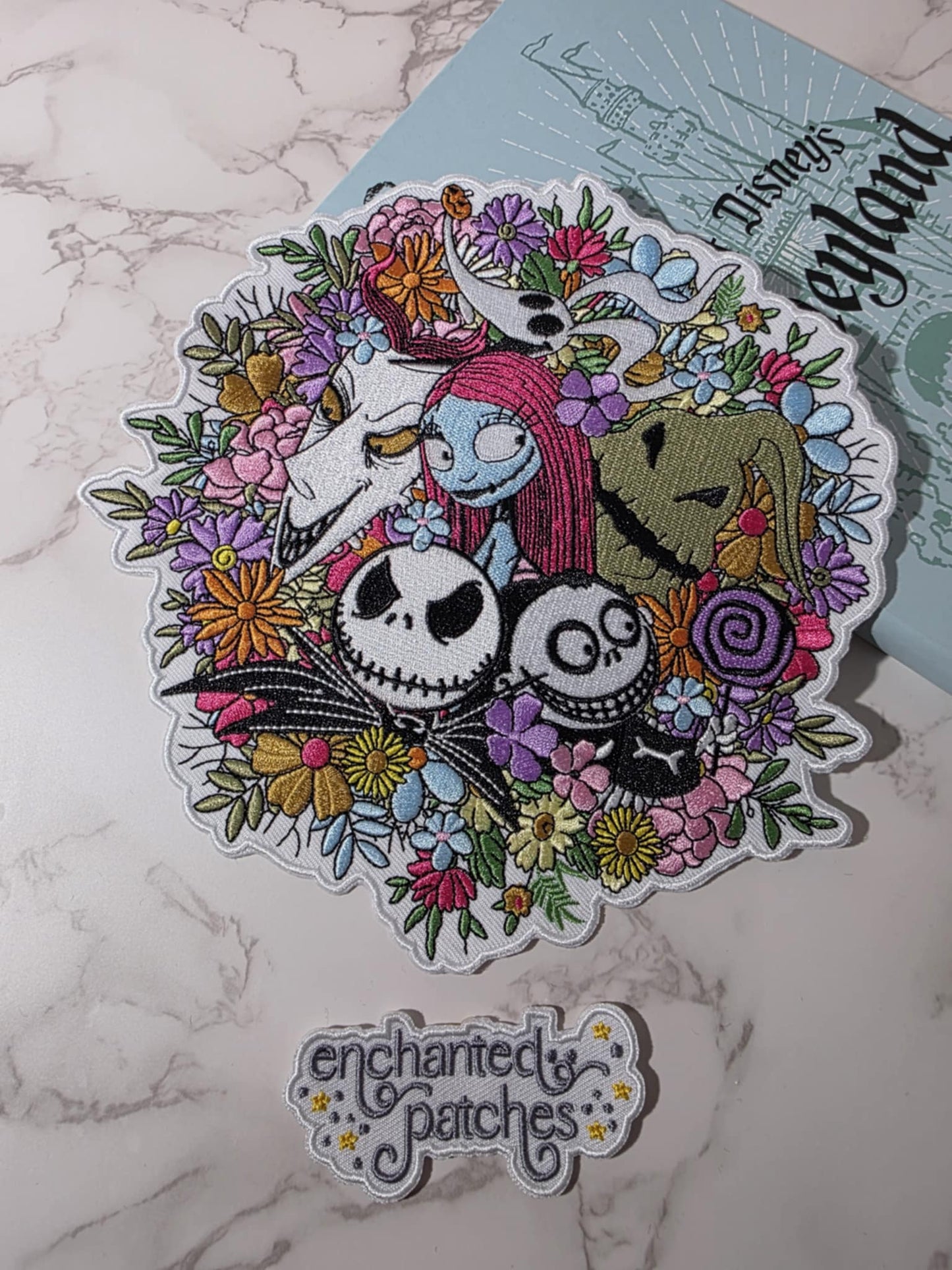 XL 8" Floral Haunted Mansion NBC Dog 3 Boys Ghost Embroidered Iron On Patch