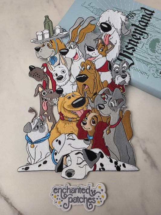 10" XL Happiest Park Dogs Puppy Pups Iron On Patch