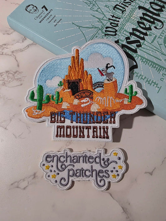 4" Frontier Mountain Happiest Park Ride Iron On Patch