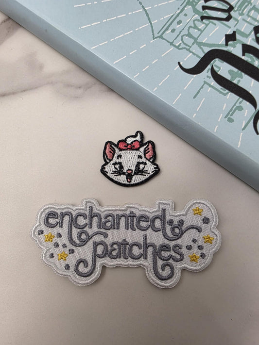 1" Mini Aristocat Kitty Cat Marie Pink Embroidered Iron On Patch