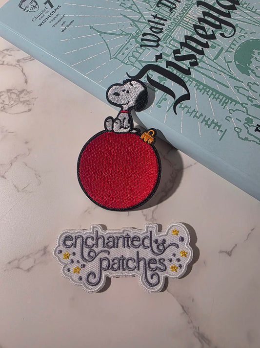 3" Christmas Ornament Snoopy Peanuts Embroidered Iron On Patch