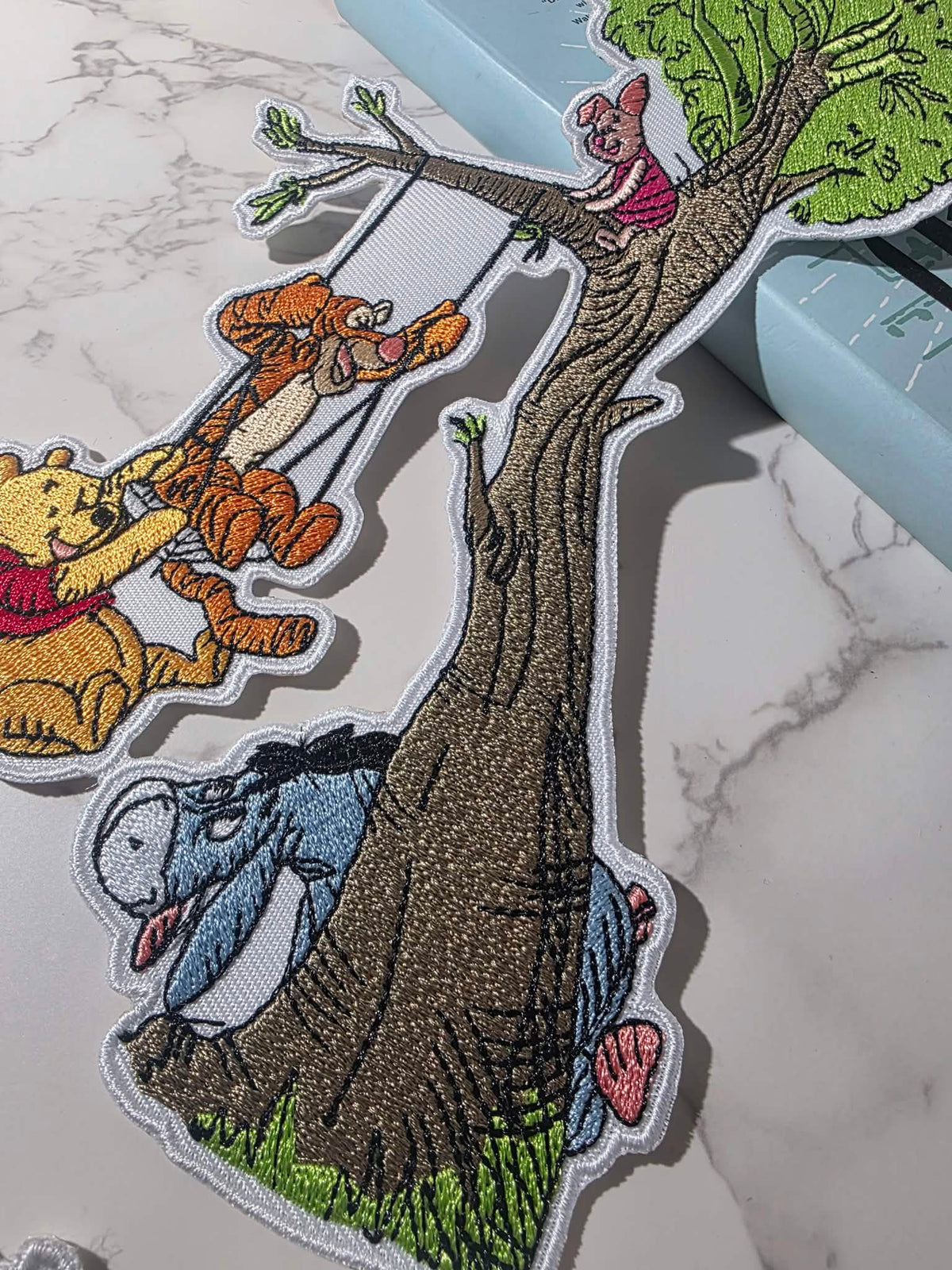 NEW DROP - 8" Winnie the Pooh and Friends Swing on Tree Embroidered Iron On Patch