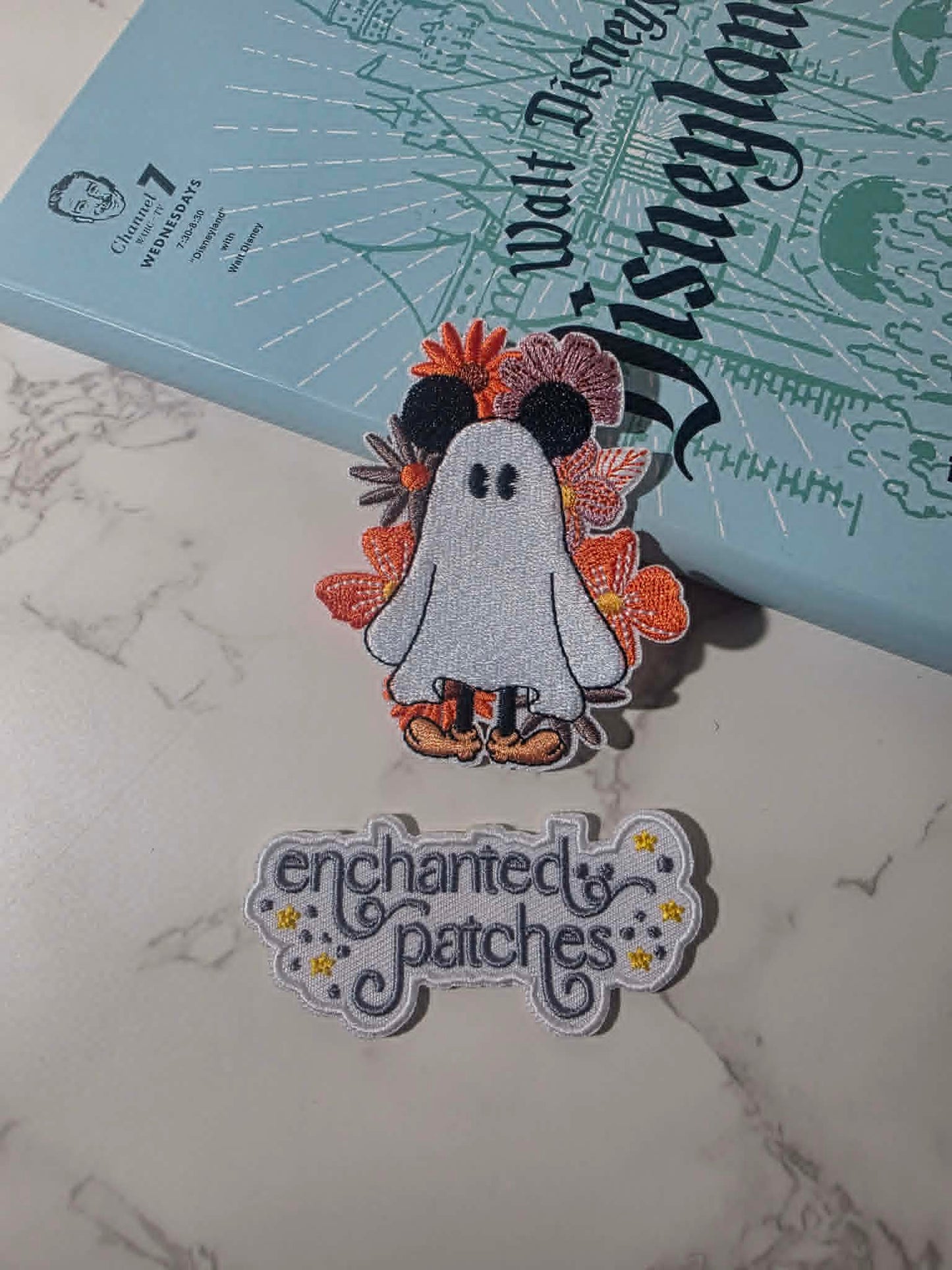 NEW DROP - 3" Happiest Boy Mouse Ghost w/ Mouse Ears Floral Pumpkin Halloween Costume Embroidered Iron On Patch