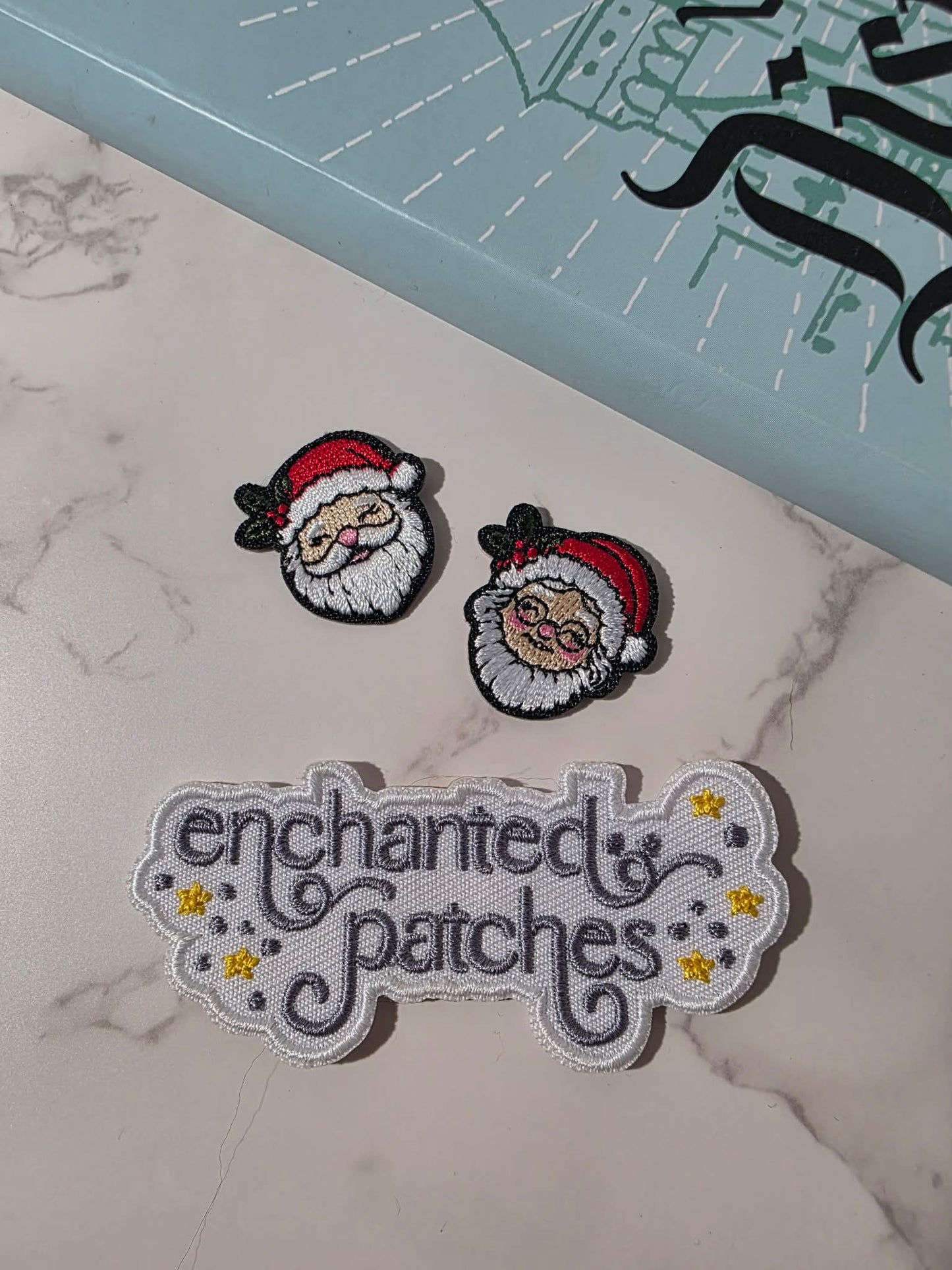 2pc - 1" Mini Christmas Mrs. Santa Claus Jolly Saint Nicholas Embroidered Iron On Patch