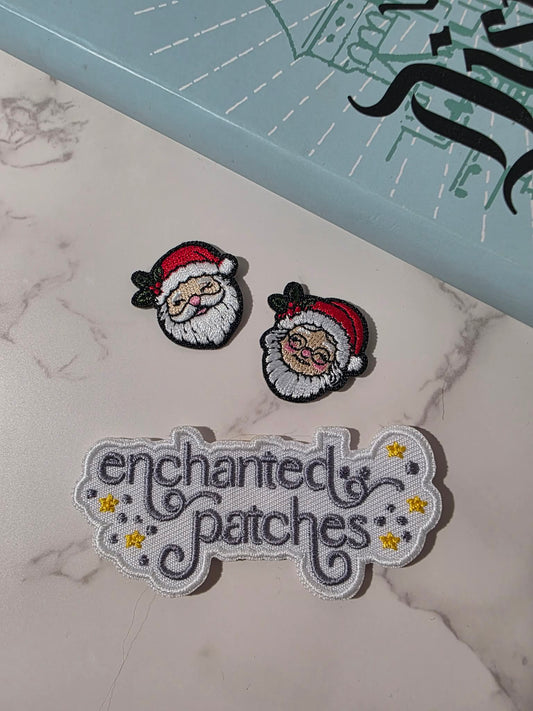 2pc - 1" Mini Christmas Mrs. Santa Claus Jolly Saint Nicholas Embroidered Iron On Patch