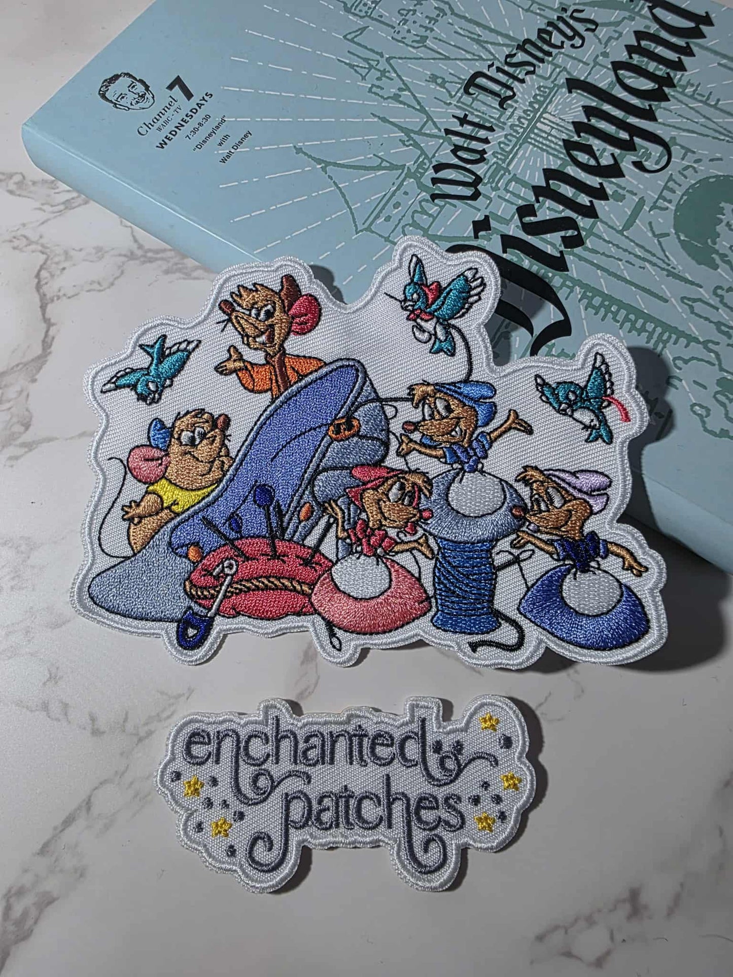 5" Glass Slipper Princess Sidekick Mouse Mice Standing on Thread Embroidered Iron On Patch