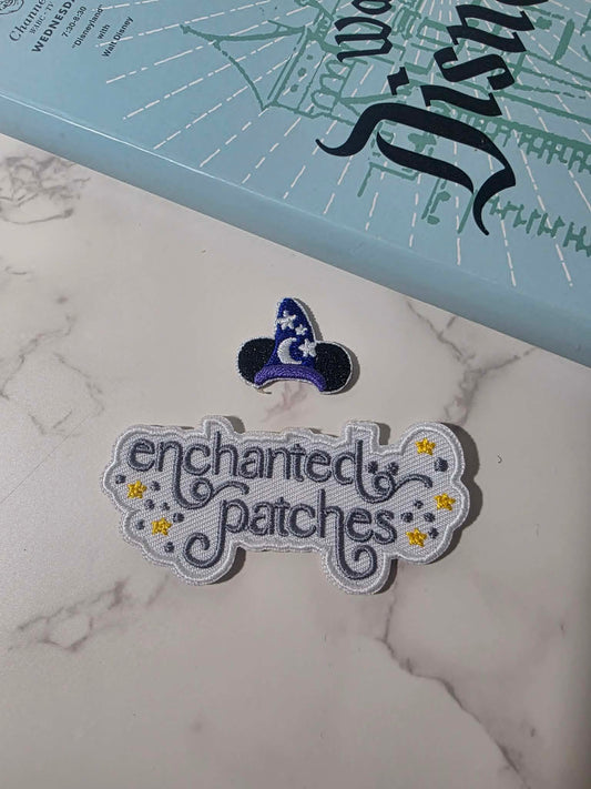 1" Mini Happiest Sorcerer Mouse Ears Hat Embroidered Iron On Patch