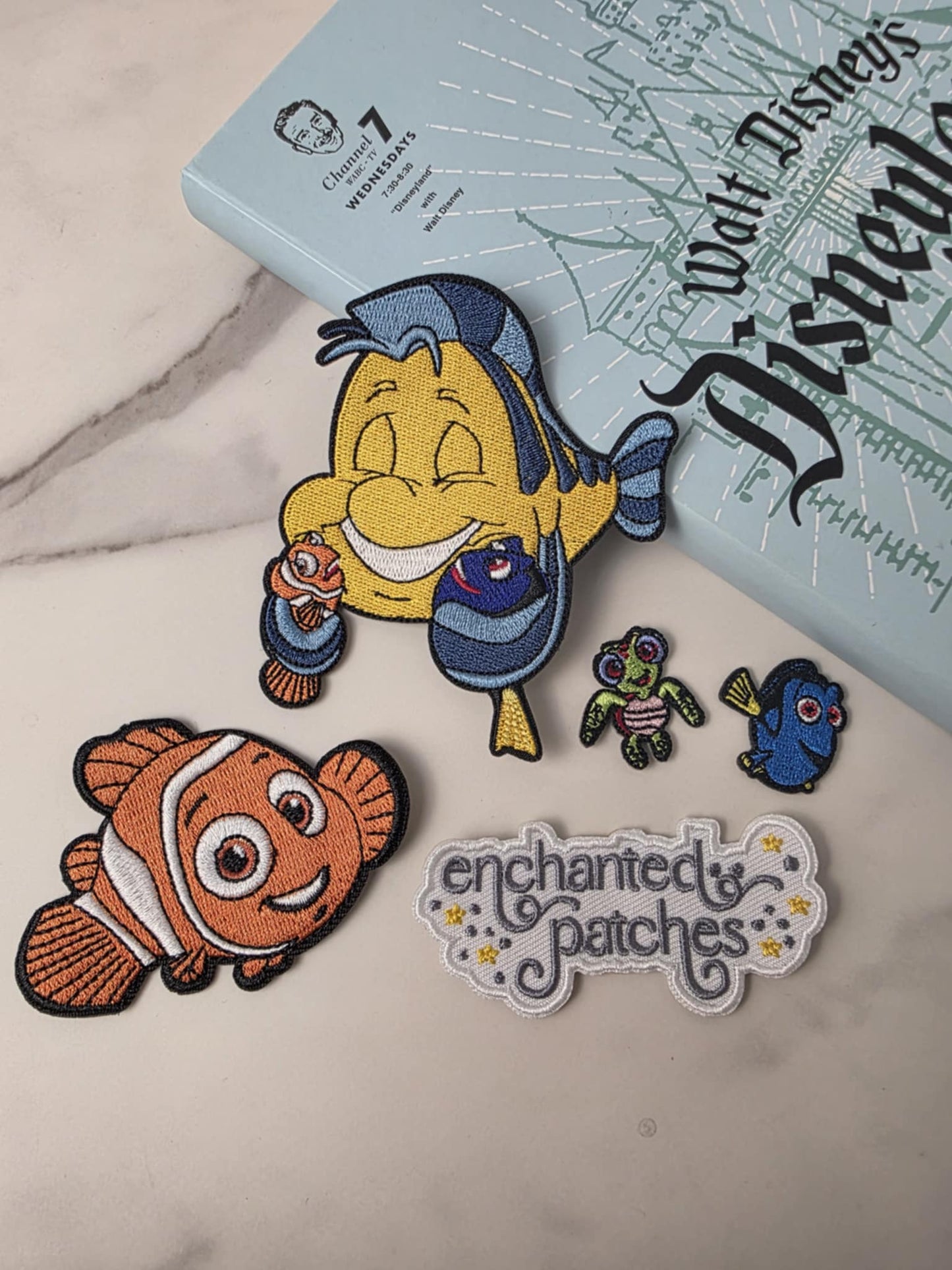 4pc Set - 3.5" Mermaid Friend Fish Hugging Nemo Dory with Mini Embroidered Iron On Patch