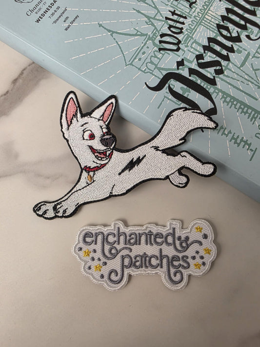4" Bolt Dog Super Hero Puppy Embroidered Iron On Patch