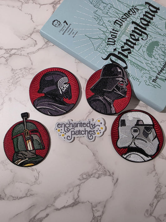 4pc - 3" SW Star Galaxy Kylo Ren Darth Trooper Villain Profile Embroidered Iron on Patch