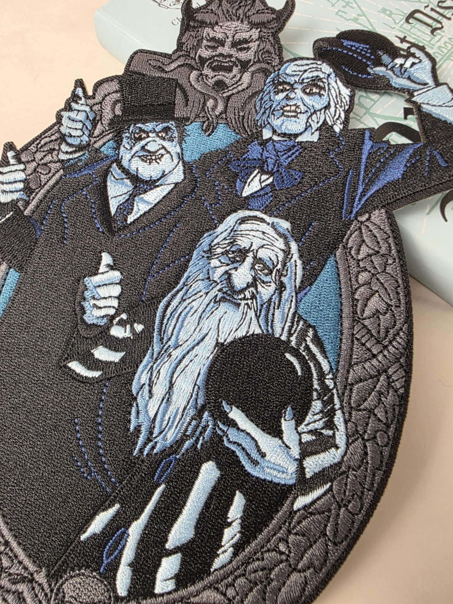 XL 8" Haunted Mansion Hitch Hiking Ghosts Embroidered Iron On Patch