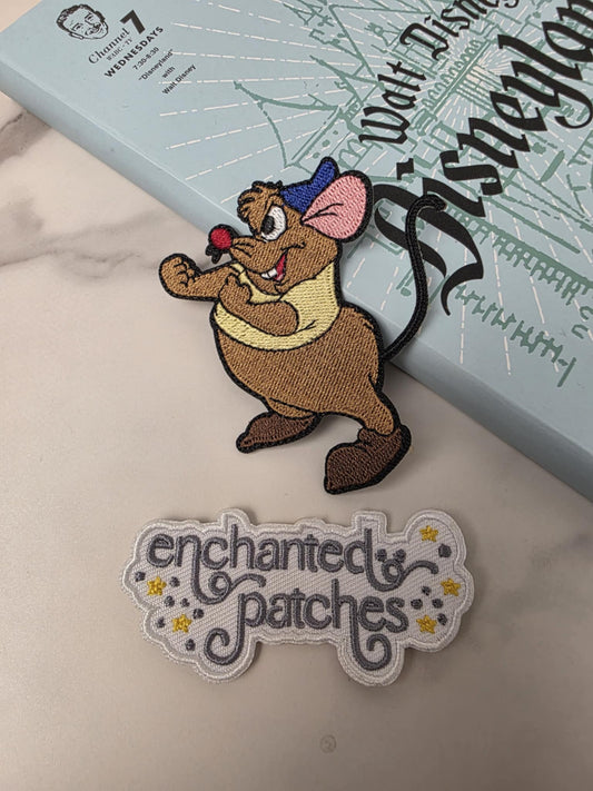 3" Glass Slipper Princess Sidekick Mouse with Fists Up Iron On Patch