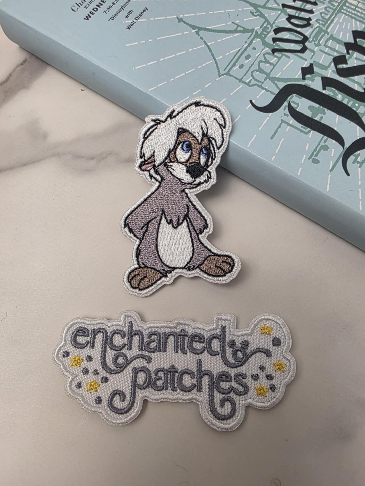 2.5" Gurgi Black Cauldron Sidekick Bear Dog with Mustache Iron On Patch