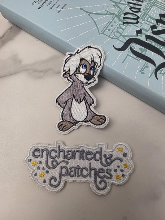 2.5" Gurgi Black Cauldron Sidekick Bear Dog with Mustache Iron On Patch