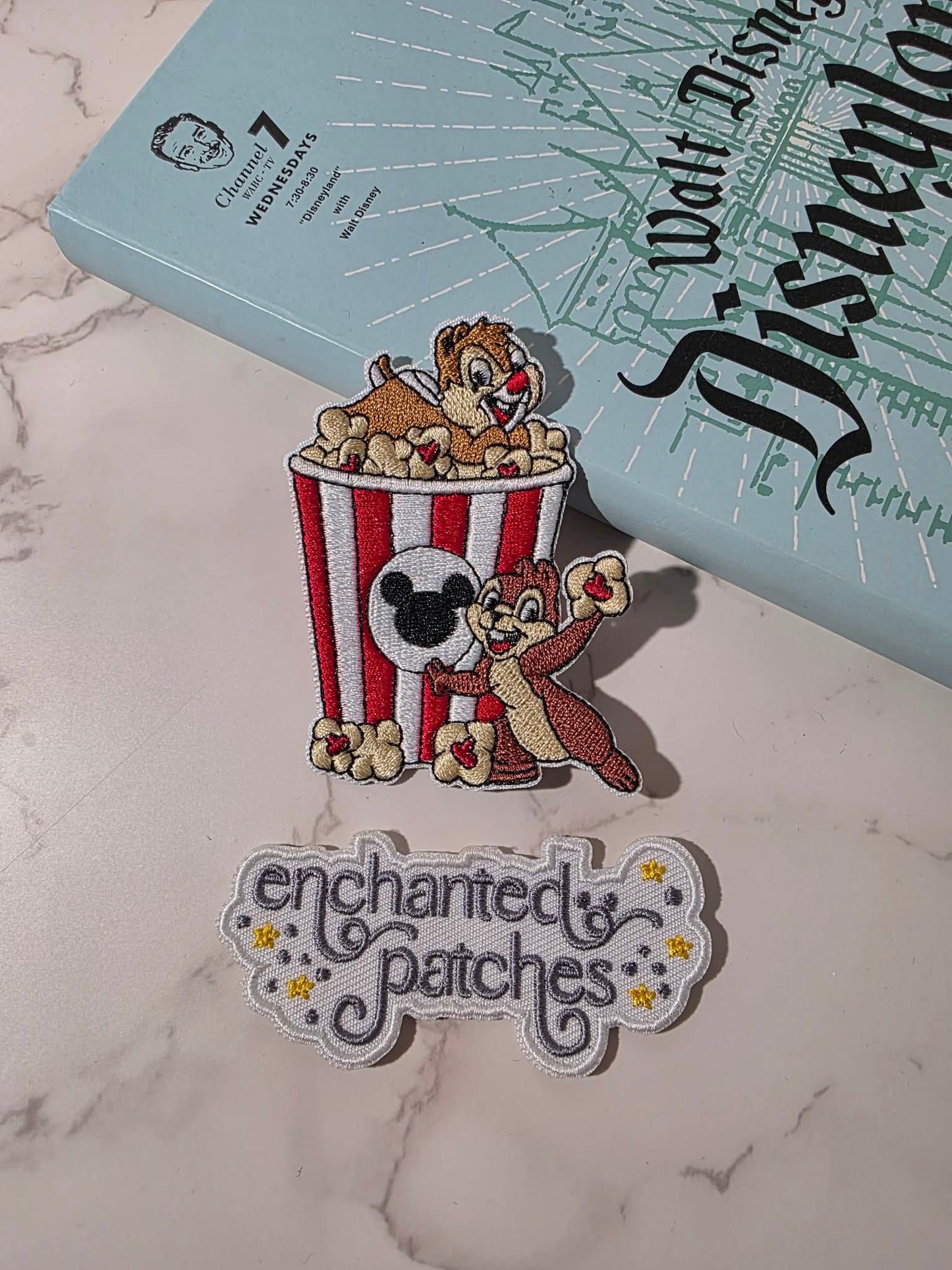 3" Chipmunks with Popcorn Embroidered Iron On Patch