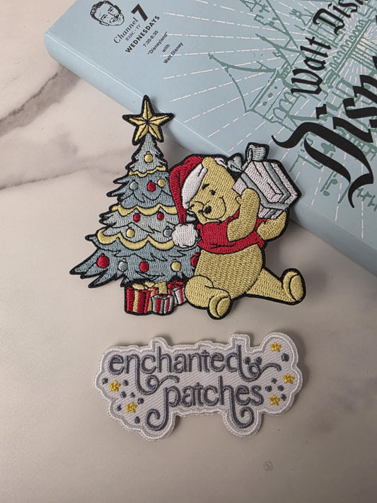 3.5" Winnie the Pooh and Friends Christmas Tree Embroidered Iron On Patch